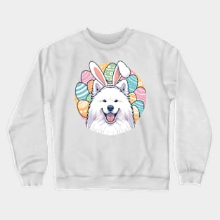 Samoyed with Bunny Ears Enjoys Easter Festivities Crewneck Sweatshirt